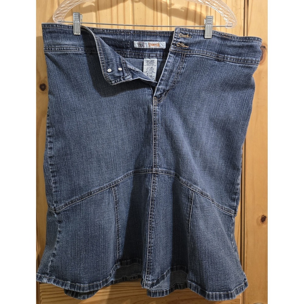 Vintage 90s Faded Glory Womens Blue Jean Flair Skirt. Size 18